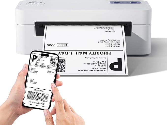 Bluetooth Thermal Smart Label Printer - Wireless 4x6 Shipping Label Printer, Compatible with Android & iPhone and Windows, Widely Used for Ebay, Amazon, Shopify, Etsy, USPS