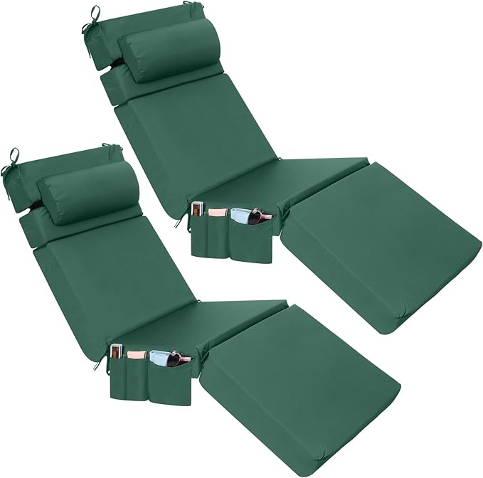 Wenqik 2 Pcs Outdoor Chaise Lounge Cushion