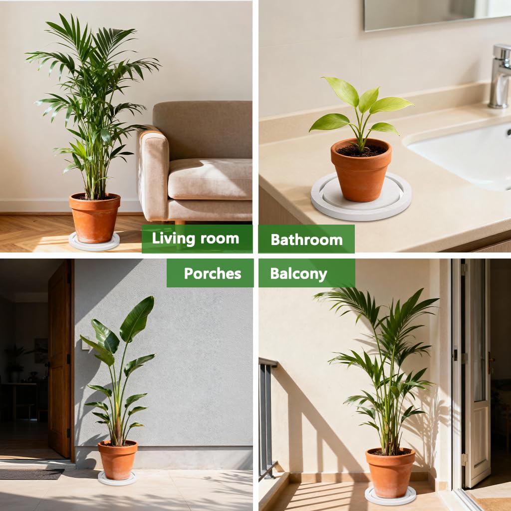 Johamoo Plant Saucer for Indoors, 2 Pack 8 Inch, Instantly Dry Diatomaceous Earth Plant Trays, Stone Plant Pot Saucers Drip & Drainage Tray, Women’s Gifts for Valentine, White