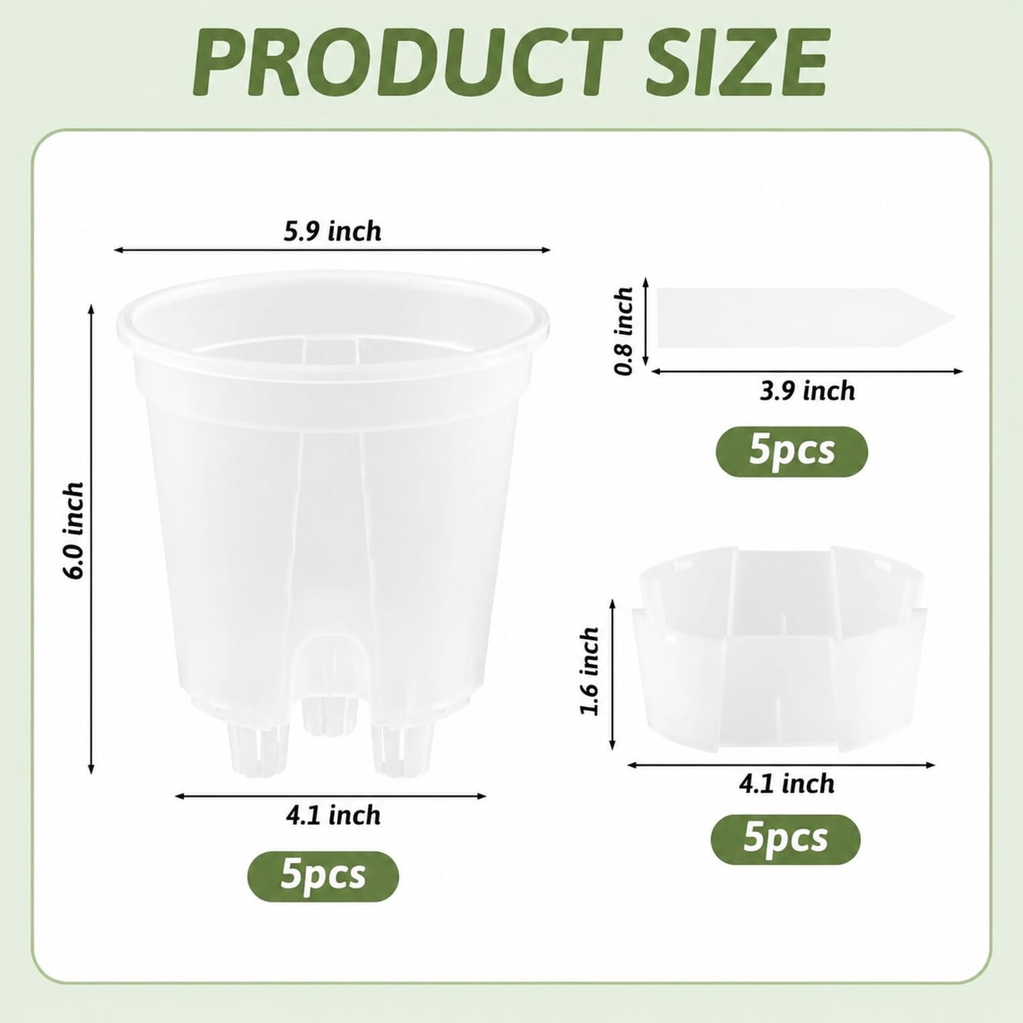 Sileasncei Self Watering Pots Clear – 5 Pcs 6" Indoor & Outdoor Planters, Deep Reservoir, High Drainage & Breathable Design, Perfect for Busy, Travel, Beginner Plant Care