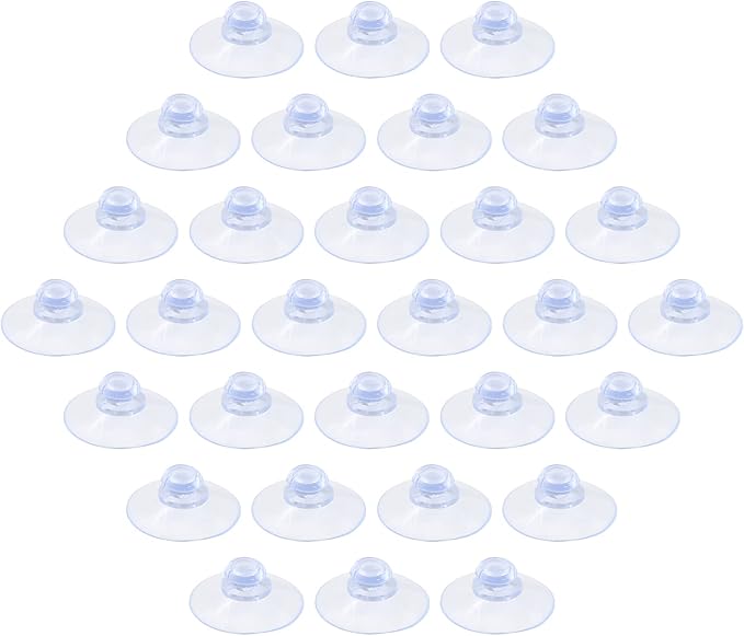 30 Pack Clear PVC Plastic Suction Cups, Anti-Collision, Transparent, Without