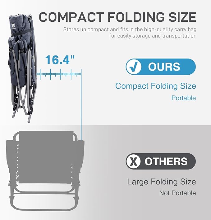 EVER ADVANCED Oversized Folding Rocking Camping Chair, Padded Portable Rocker