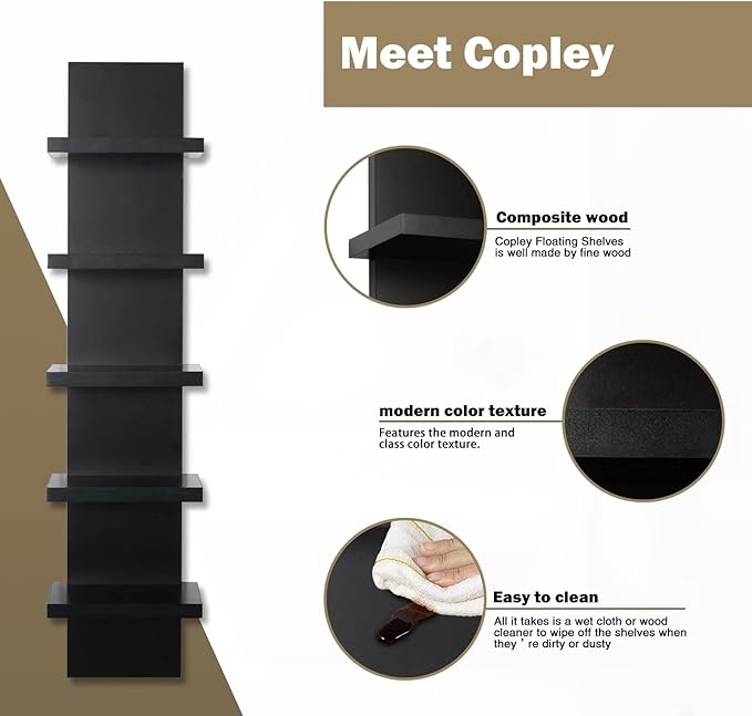 Homaterial 5 Tier Shelvesl, Vertical Column Wall Decor Mount Floating Shelves