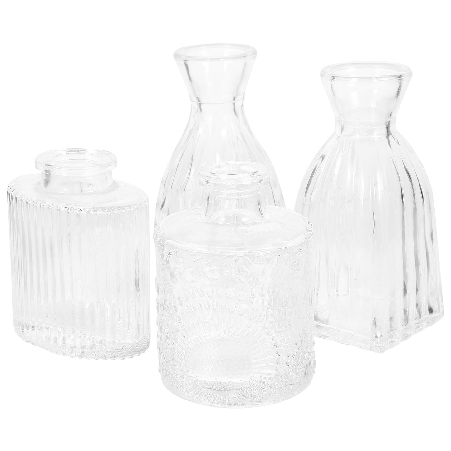 Kichvoe 4pcs Glass Flower Vase Set for Home Décor, Indoor Hydroponic Terrarium Glass Vases, Decorative Table Centerpiece for Plants and Flowers