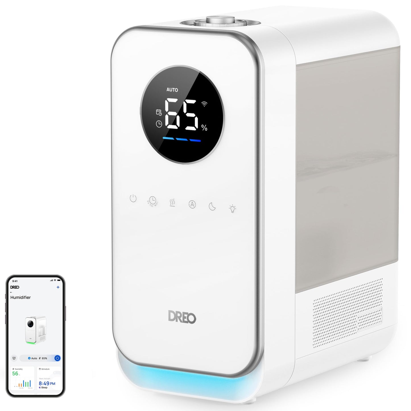 Dreo Humidifiers for Bedroom, Top-filled Smart Quiet Cool Mist Humidifier for Large Room Home, Oil Diffuser & Nightlight, 50Hours Runtime for Indoor Plants, with Alexa/Google, White