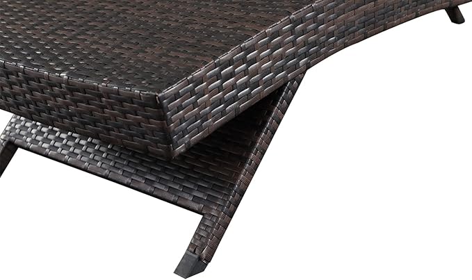 PE Rattan Adjustable Backrest Chaise Lounge Set 2