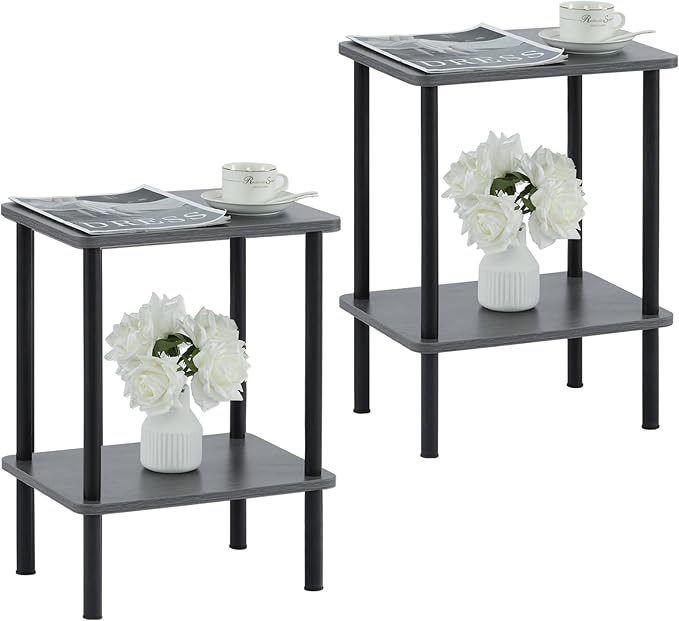 Apicizon 2 Tier End Table Set of 2, Boho Side Table