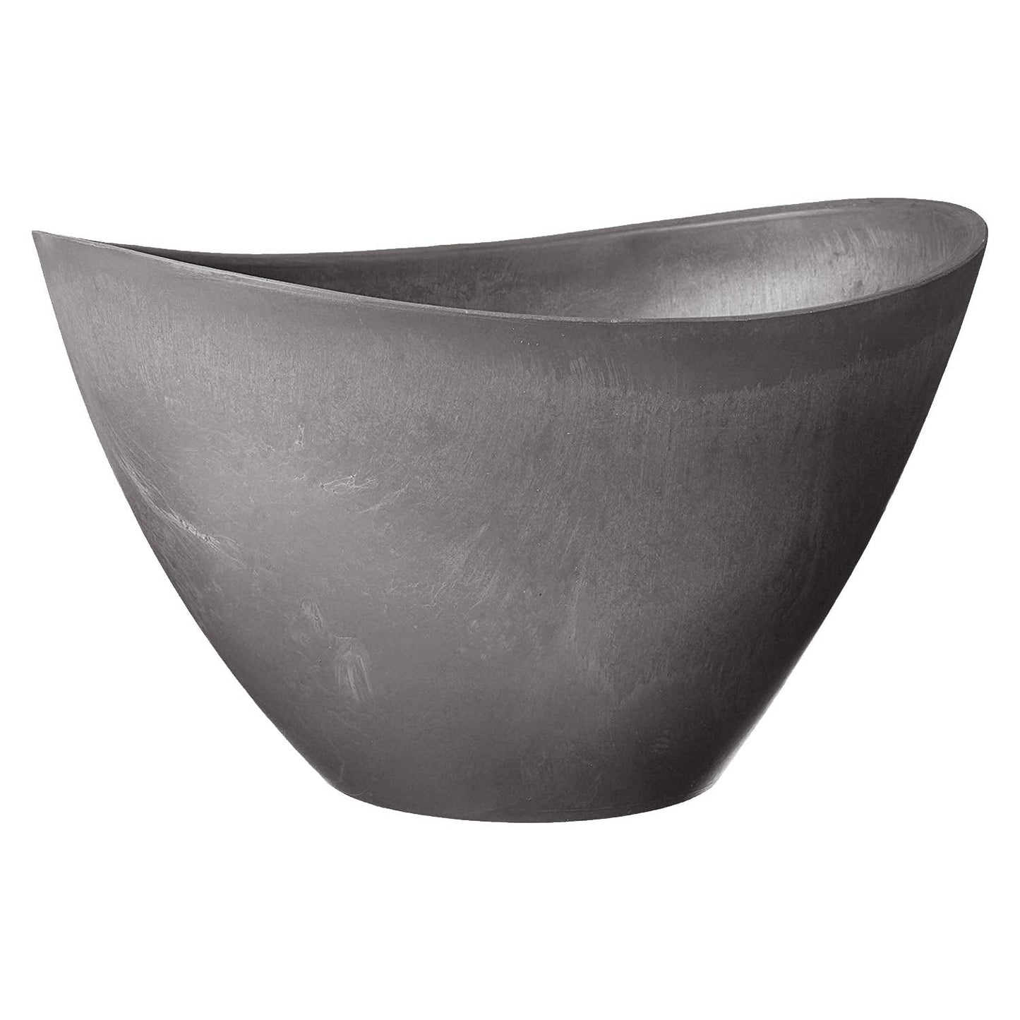 Arcadia Garden Products PSW Pot Collection YB41CT Plastic/Stone/Wood Composite Curved Planter Pot – No Drainage Hole (Drillable), for Indoor and Outdoor Plants and Gardens, 16-inch, Cement Gray