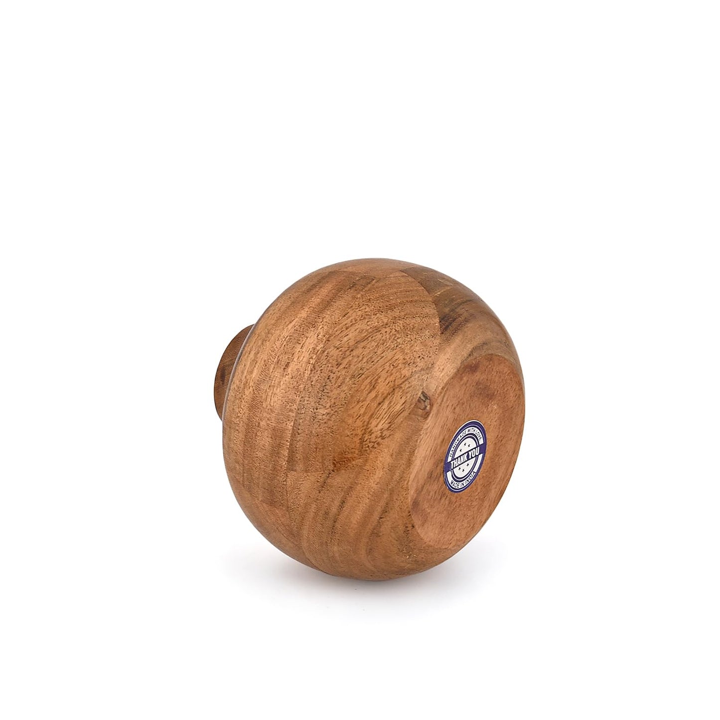 Mahasu Vases Acacia Wood Small Round Hand-Carved | Handmade Vase | Handmade Home Office Table Vase (4" X 4" X 4")