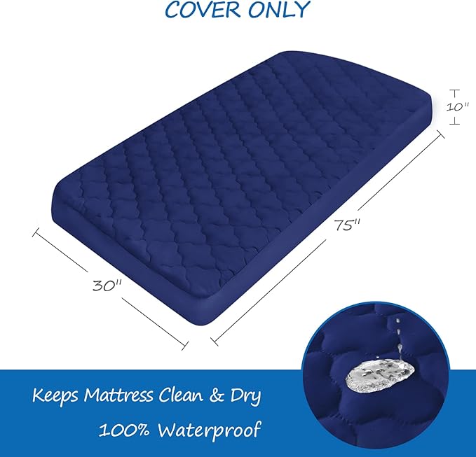 Cot Mattress Pad Protector Waterproof, Quilted Cot Size Mattress Cover 30" X
