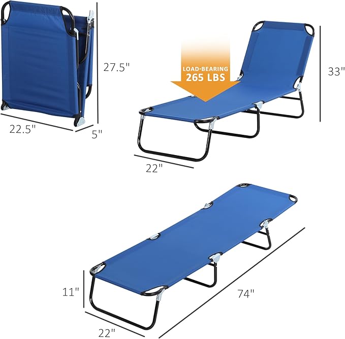Outsunny Folding Chaise Lounge Pool Chairs, Outdoor Sun Tanning Chairs