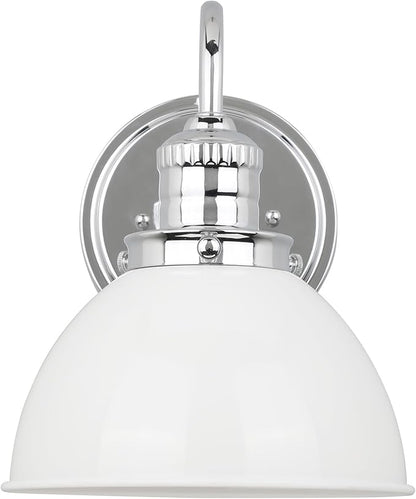 Design House Savannah Rustic Farmhouse Wall Light, Dimmable, Polished Chrome, White Metal Shade, 8 in x 9.5 in x 10.13 in, 588293-PC