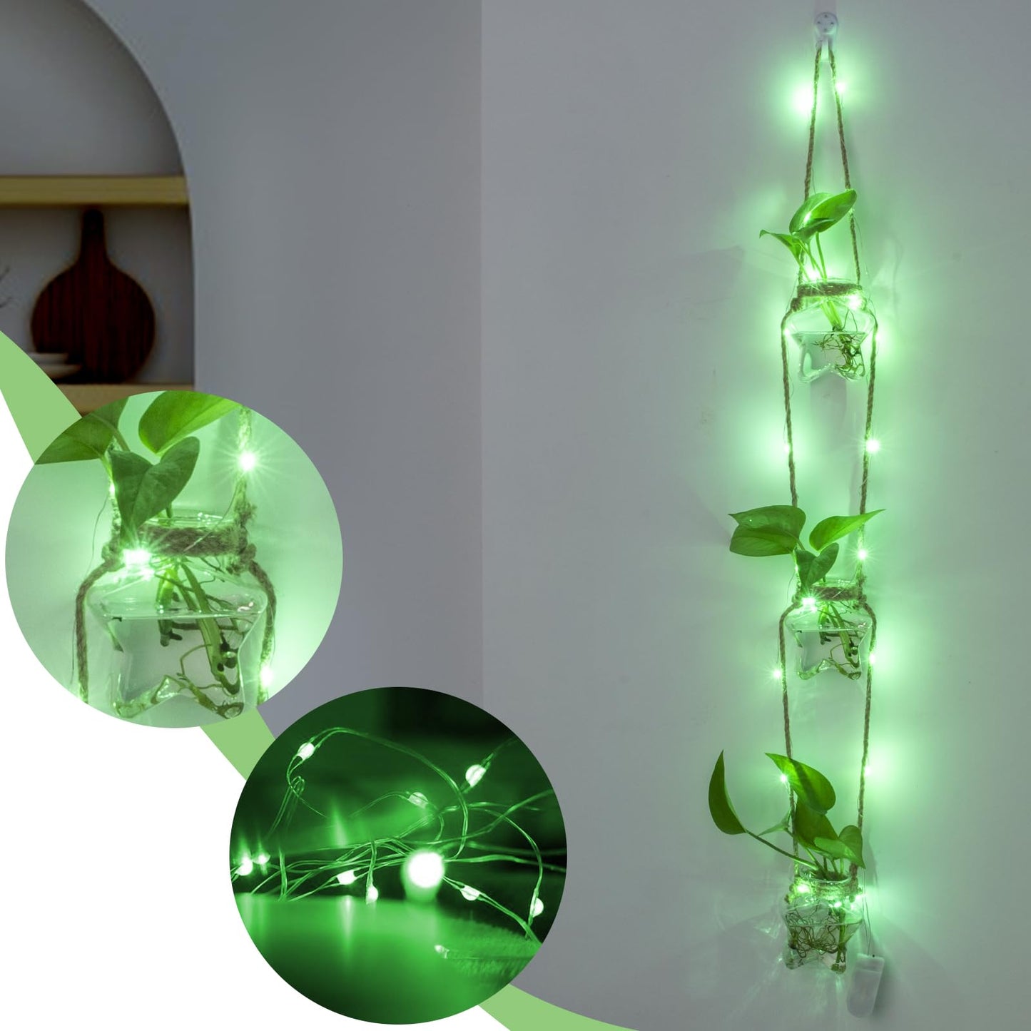 XXXFLOWER Wall Hanging Propagation Station，3 Tiers Star Shaped Glass Flower Vase for Hydroponic Planter Terrarium for Plant Cutting Home Office Living Room Garden Decor