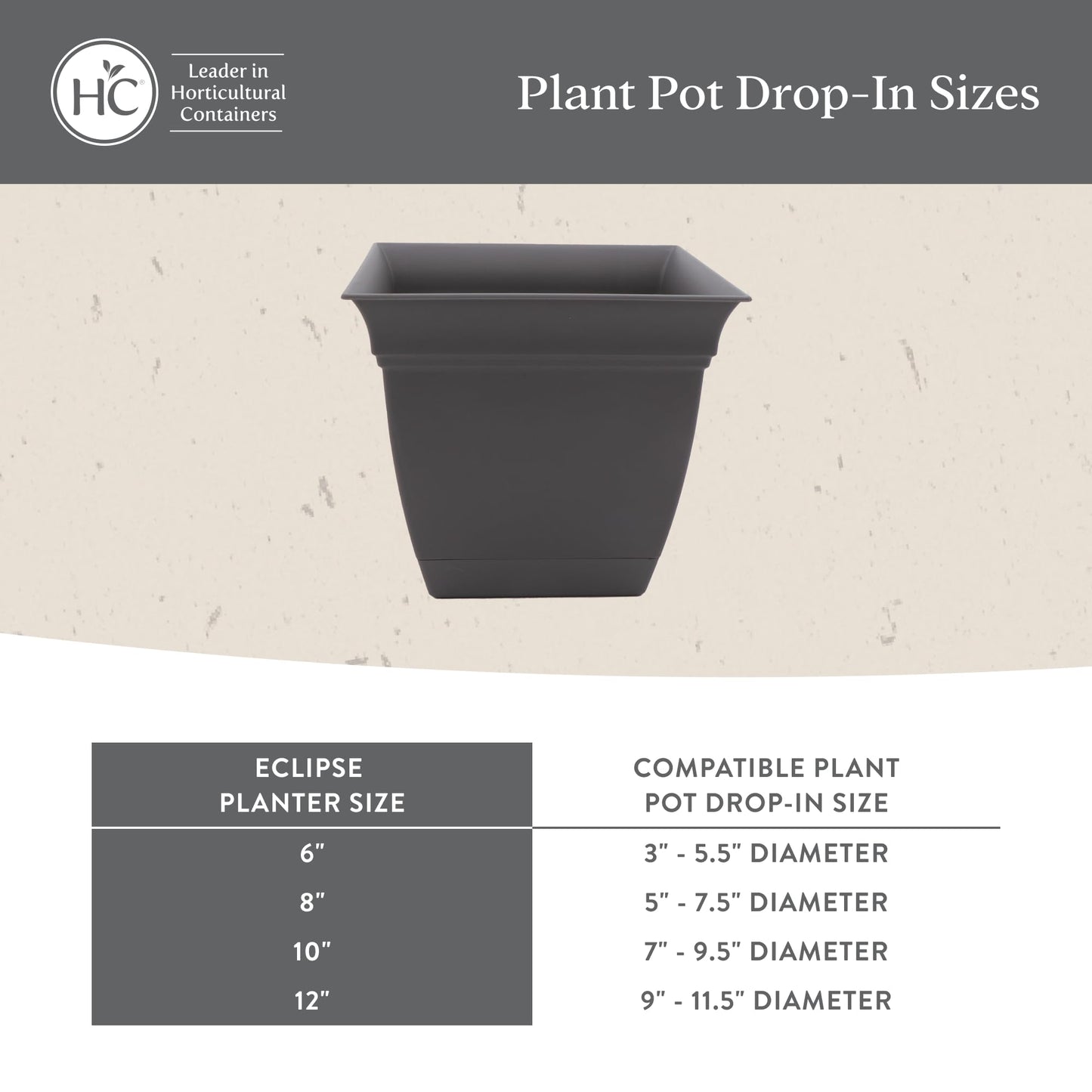 The HC Companies 6 Inch Eclipse Square Planter Pots w/Drainage Holes & Attached Saucer, Lightweight UV-Resistant Plastic Indoor Outdoor Planters, 4-Pack Flower Pots, Garden Home Decor, Peridot Green