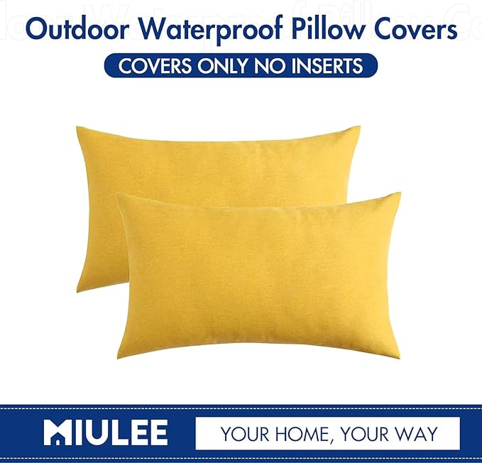 MIULEE Pack of 2 Decorative Outdoor Solid Waterproof Throw Pillow Covers Faux