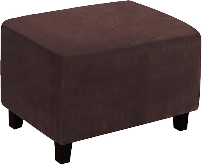 Ottoman Cover, Stretch Rectangle Velvet Ottoman Slipcovers of Foot Stool