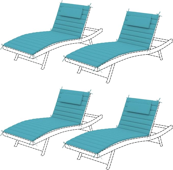 Sundale Outdoor Olefin Quilted Lounge Cushion Set of 4, Patio Foldable Chaise