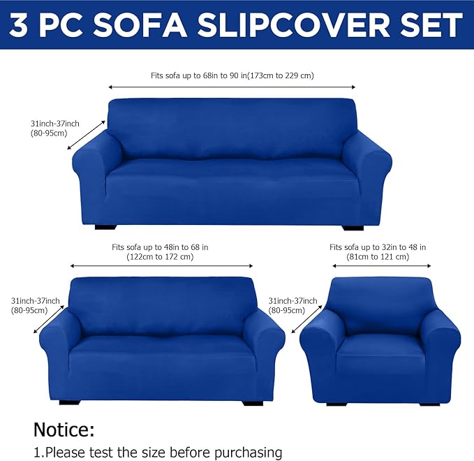 Peryiter 3 Pcs Couch and Loveseat Covers Set Sofa Cover