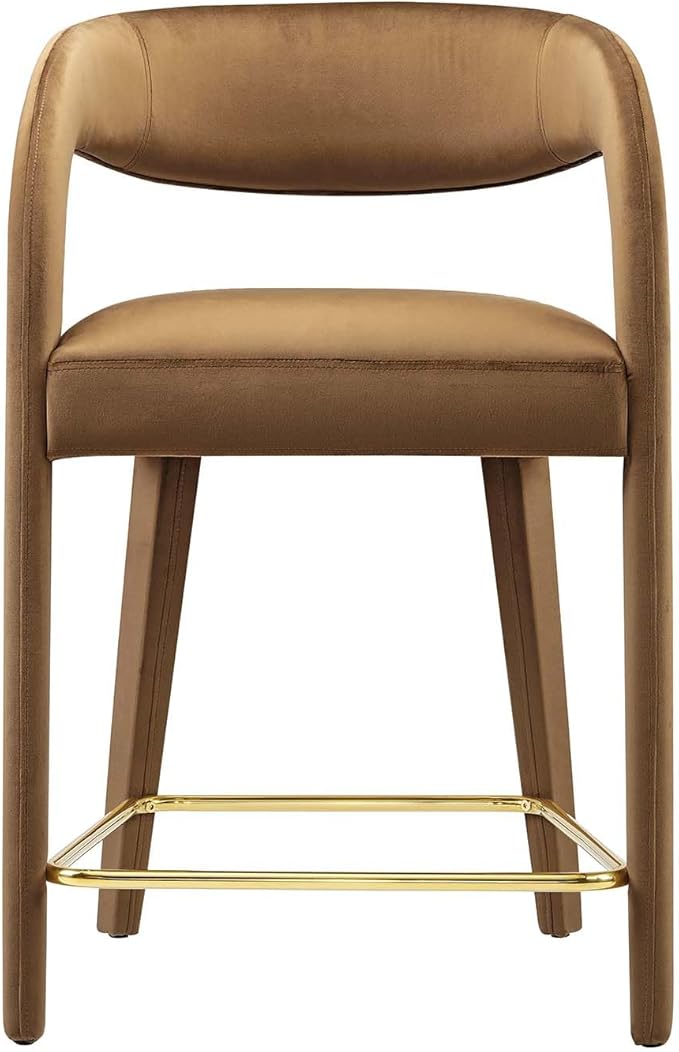 Modway EEI-6566-BRN-GLD Pinnacle Performance Velvet Counter Stool Set of Two