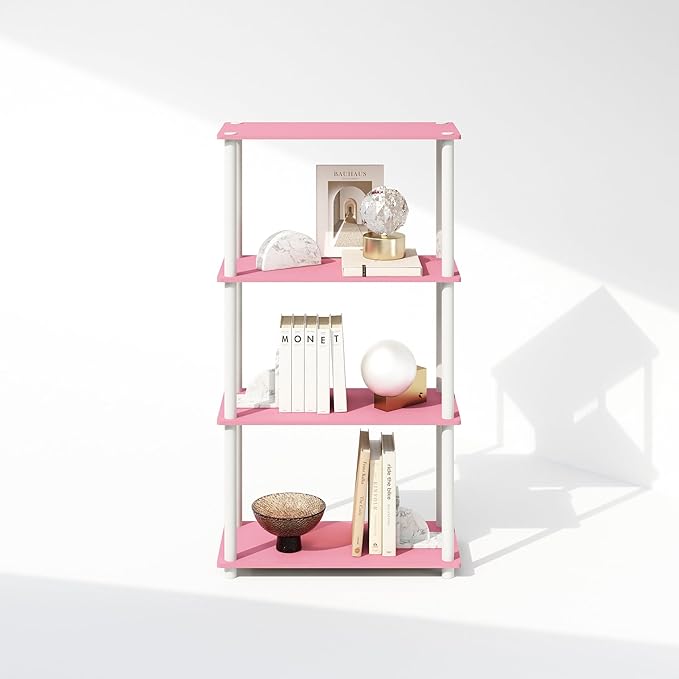 Furinno Turn-N-Tube Book Shelf, 4-Tier Bookshelf, Bookcase