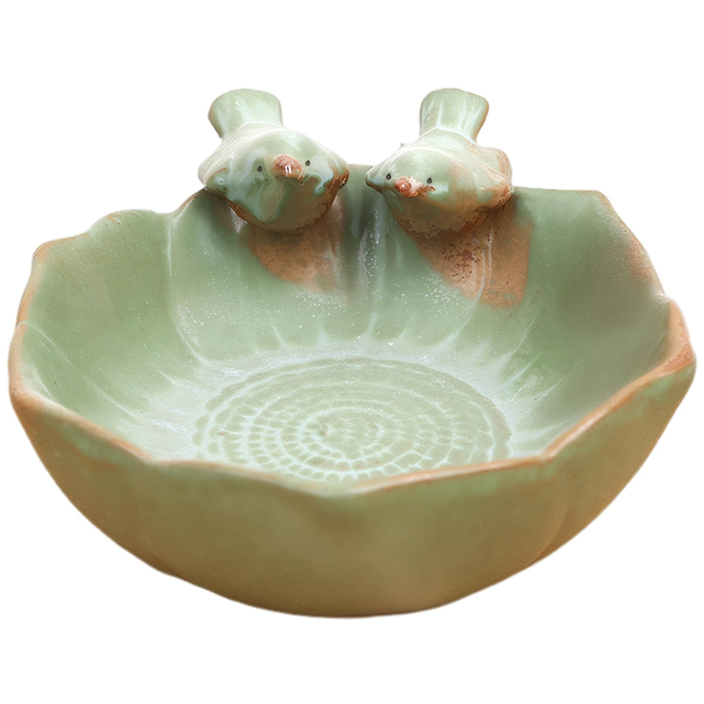 CurcKua Suculentas Pot with 2 Adorable Birds Planter DIY Flower Planting Garden Pots Ceramic Round Hollow Planter for Home Indoor Outdoor Garden Decor Pots