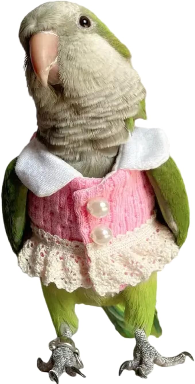 Bird Costume Bird Diaper Flight Suit Bird Pink Top Bird Clothes Cosplay Photo Prop for Parrots Lovebird Parakeet Cockatiel Small Animals Apparel (Caique)