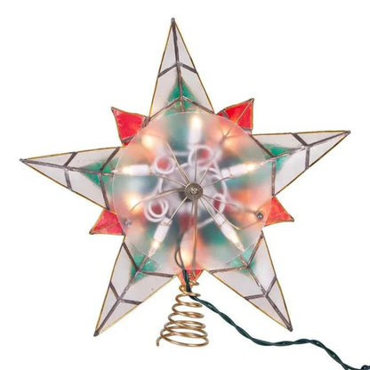 10-Light 11.5-Inch Poinsettia Capiz Star Tree Topper