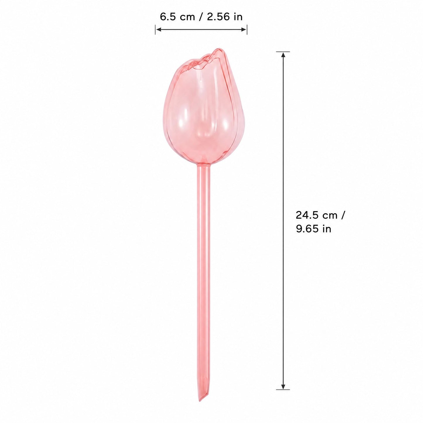 Kysren 3 Pcs Self Watering Globes for Indoor Plants - 9.6" Pink Tulip Plant Watering Devices for Vacation, Shatterproof Clear Plastic Watering Bulbs