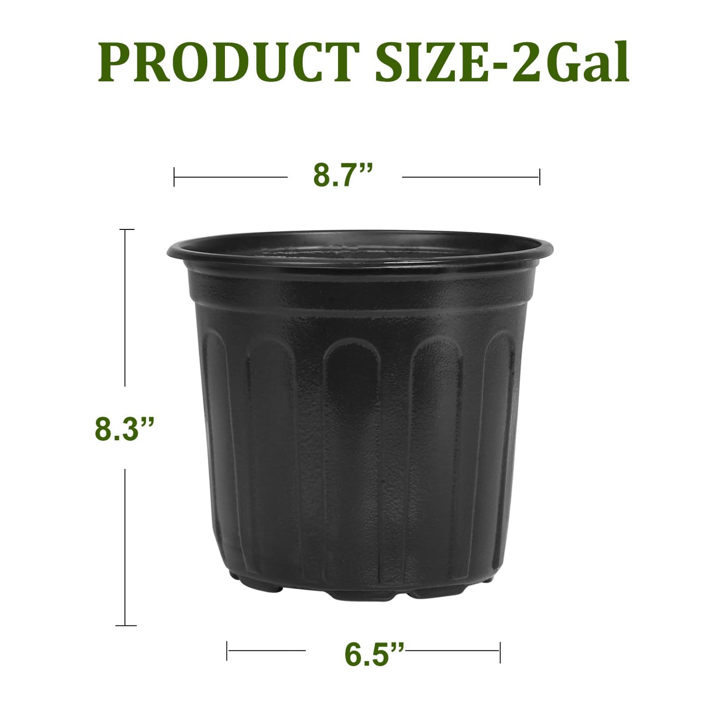 OUPSAUI 2/3/5 Gallon Pots for Plants,Flexible Gallon Plastic Nursery Pots with Drainage Holes, Plastic Pots for Outdoor Plants (2Gal-36pcs)