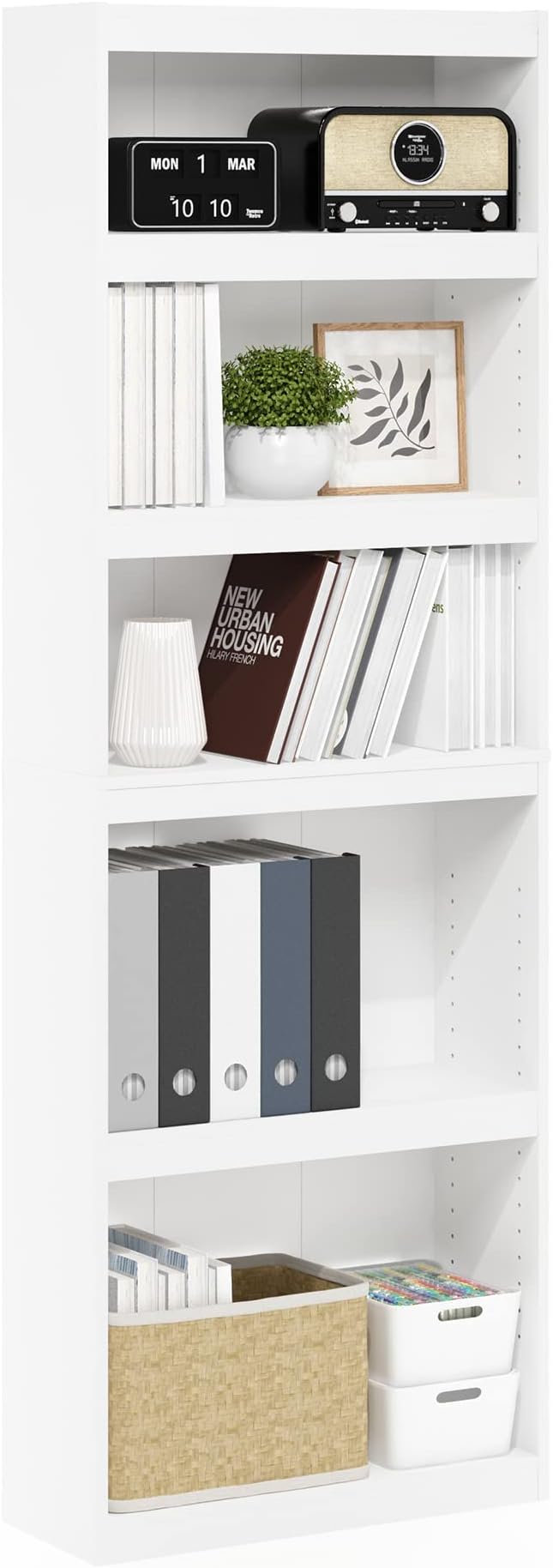 Furinno JAYA Book Shelf, 5-Tier Bookshelf, Enhanced Home Bookcase