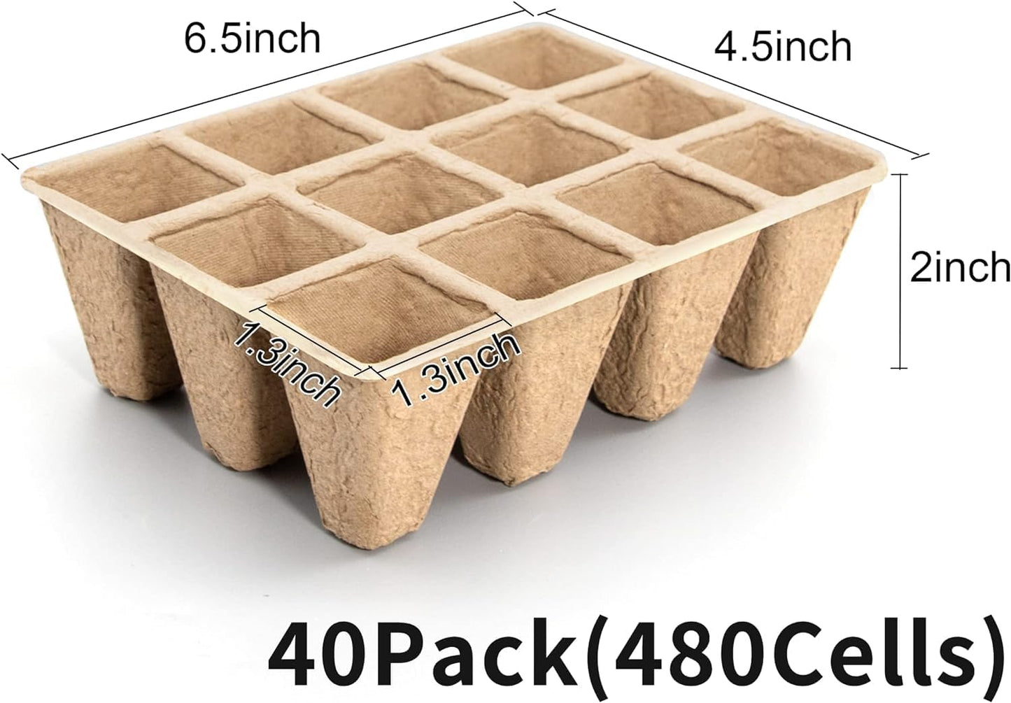SYITCUN 480 Cells Seed Starter Tray, 40 Pack Biodegradable Seed Starter Kit, Peat Pots for Seedlings with 400 Plant Labels, 2 Seed Planting Tool and 1 Spray Bottle