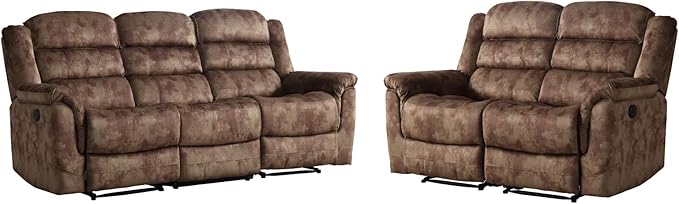 EBELLO 2 Pieces Reclining Couch Furniture Set, Overstuffed Reclining Loveseat