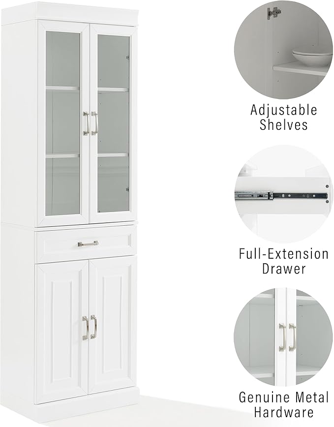 Crosley Furniture Stanton Glass Door Pantry Storage Cabinet