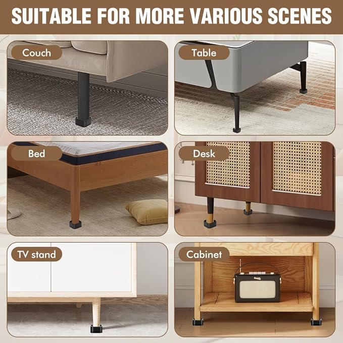 8 Pack Furniture Risers Adjustable Bed Risers Heavy Duty Lifts Height 1 or 2