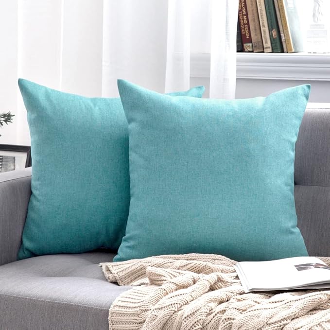 MIULEE Pack of 2 Decorative Outdoor Solid Waterproof Throw Pillow Covers Faux