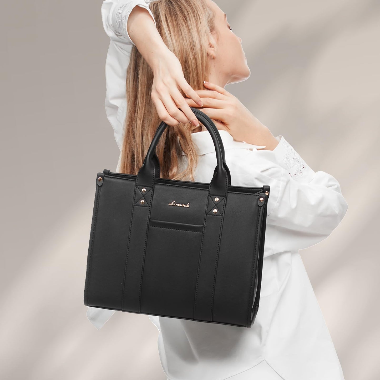 LOVEVOOK Purse for Women Leather Tote Bag Purse and Handbags, Satchel Shoulder Crossbody Black Top Handle Bags with Zipper