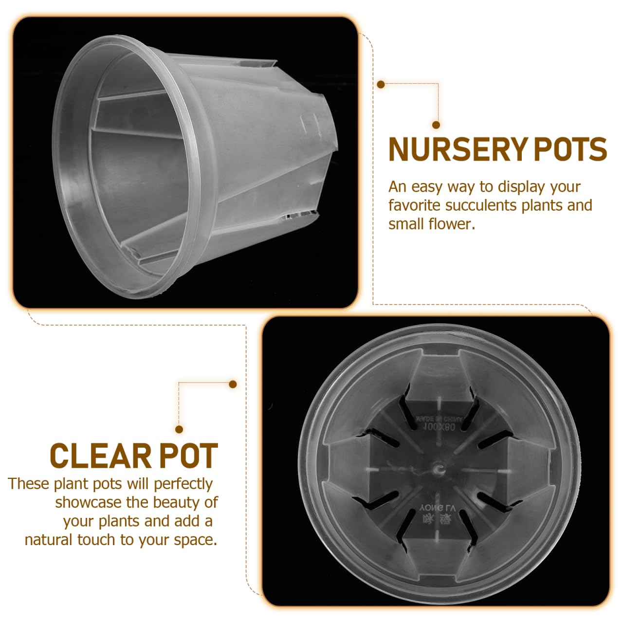 Alasum Transparent Planter Pots with Drainage Holes 10 Pack Clear Plastic Nursery Pots 3.93X3.93X3.14In for Succulents Cactus Orchid Small Flowers Root Control for Home Office