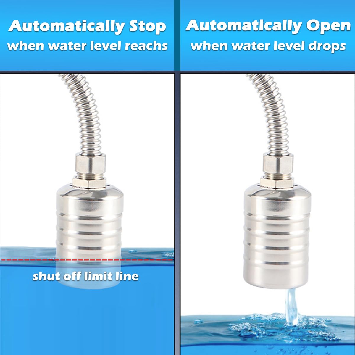 2PCS Stainless Steel Mini Floating Ball Valve, Automatic Water Level Controller for Tank (#D 1/2 '' Side Water Intake)