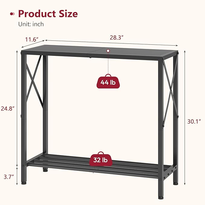 Tajsoon Small Entryway Table, 2-Tier Narrow Consle Table