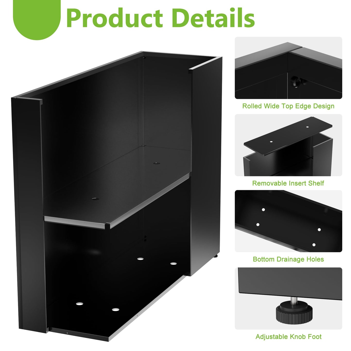 VGMiu Metal Planter Box 38.2''L x 13''W x 30''H Rectangle Planters for Outdoor Plants Large Black Rectangular Planter with Felt Bag & Drainage Holes for Indoor or Outdoor Flower Garden Porch Patio