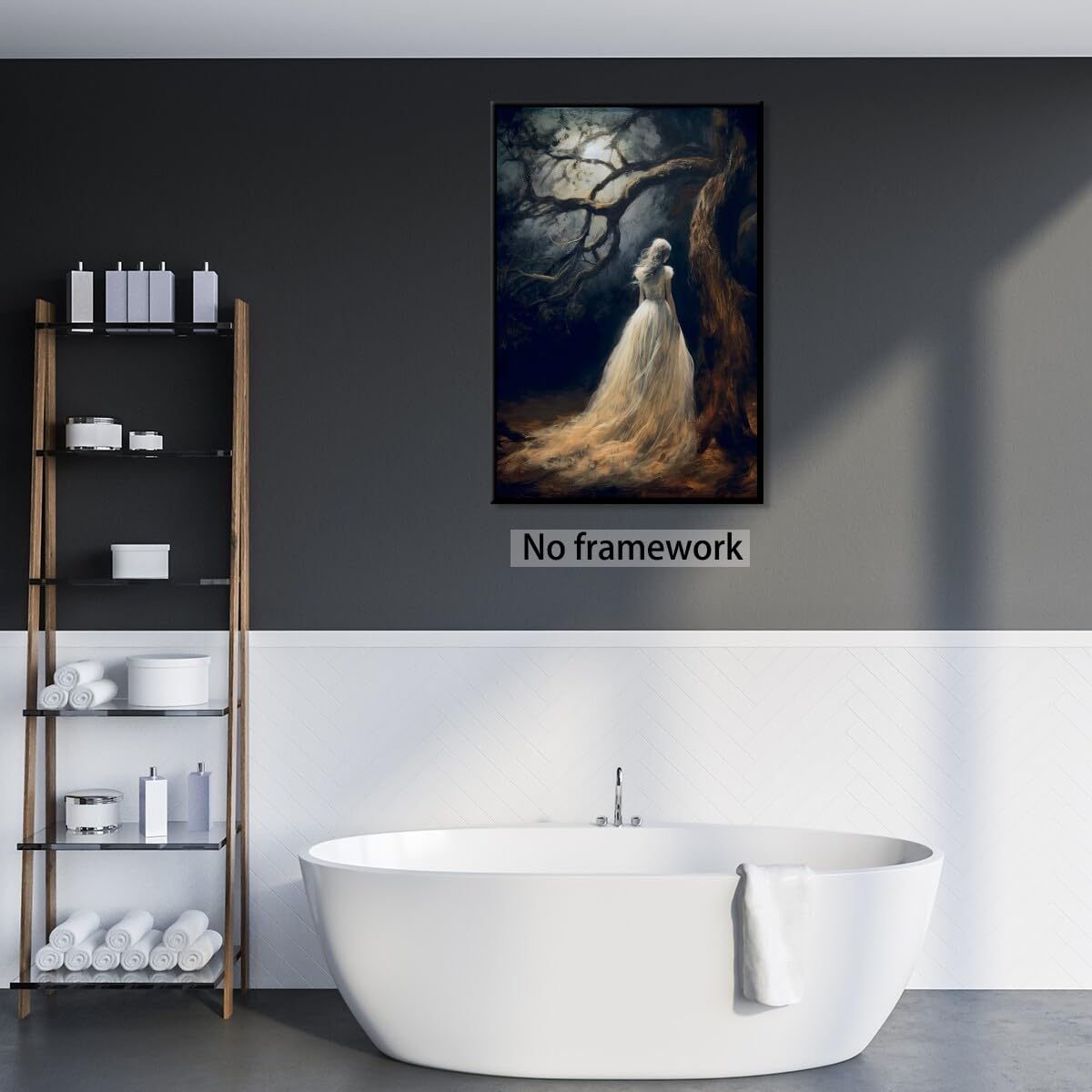 Gothic Home Wall Art The lost lady of the forest Dark Academia Art Canvas Prints Goth Spooky Painting Dark Rustic Wall Decor 12x18inch Unframed
