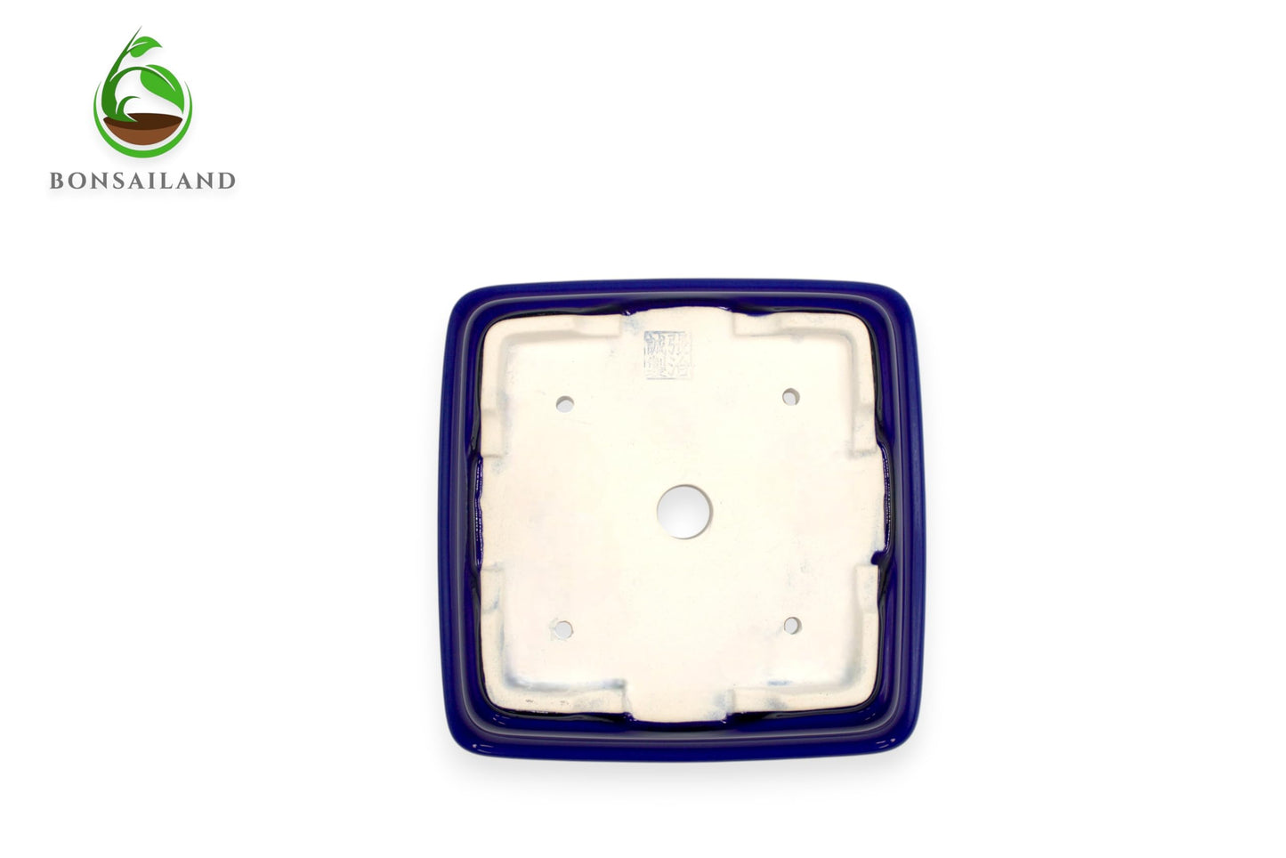 Bonsai Pot, Ceramic, Handmade, Square with Round Corners, Blue, 8.25 x 8.25 x 2.25 Inches