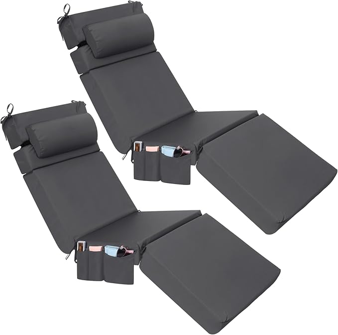 Wenqik 2 Pcs Outdoor Chaise Lounge Cushion
