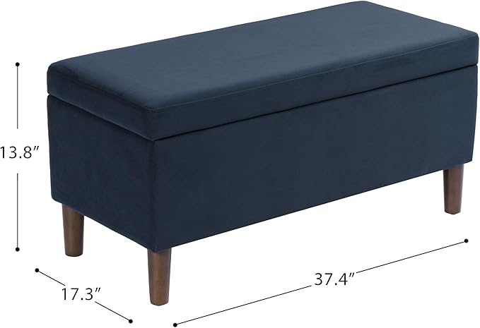 HomePop Malmo Decorative Storage Bench -Blue Velvet