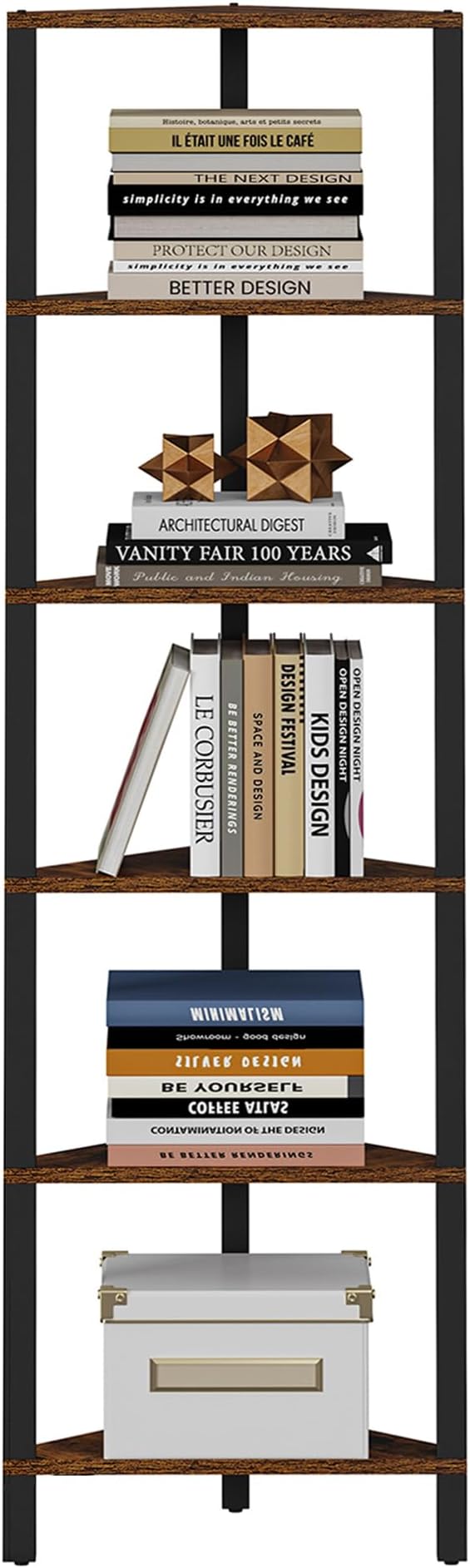 TUTOTAK Corner Shelf, 6-Tier Corner Bookshelf