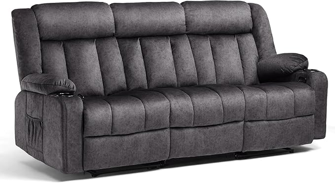 COMHOMA Manual Recliner Chair Set，Fabric Reclining Sofa Chair