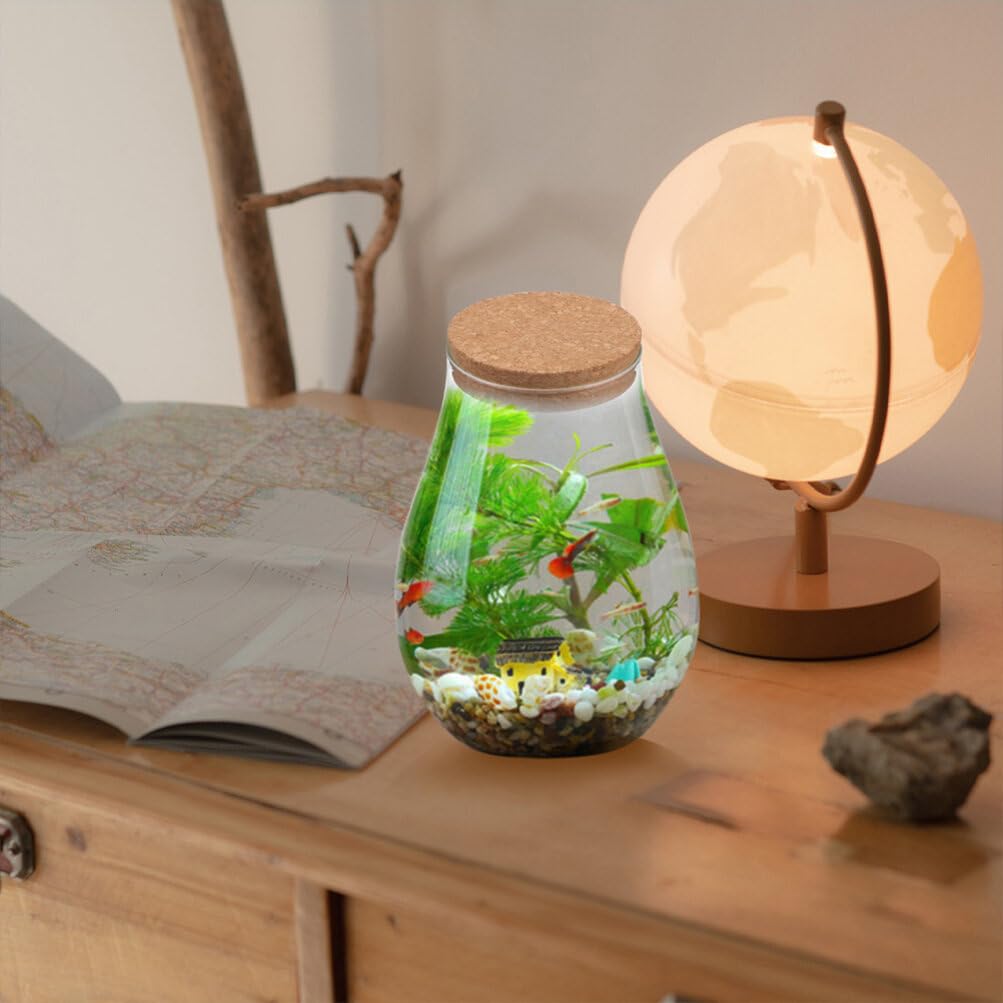 INOOMP 2pcs Glass Plant Terrarium, Tabletop Succulent Planter Sealed Glass Bottles Vial Air Plant Planter Candy Cookie Jar Fish Bowl Vase with Cork Top