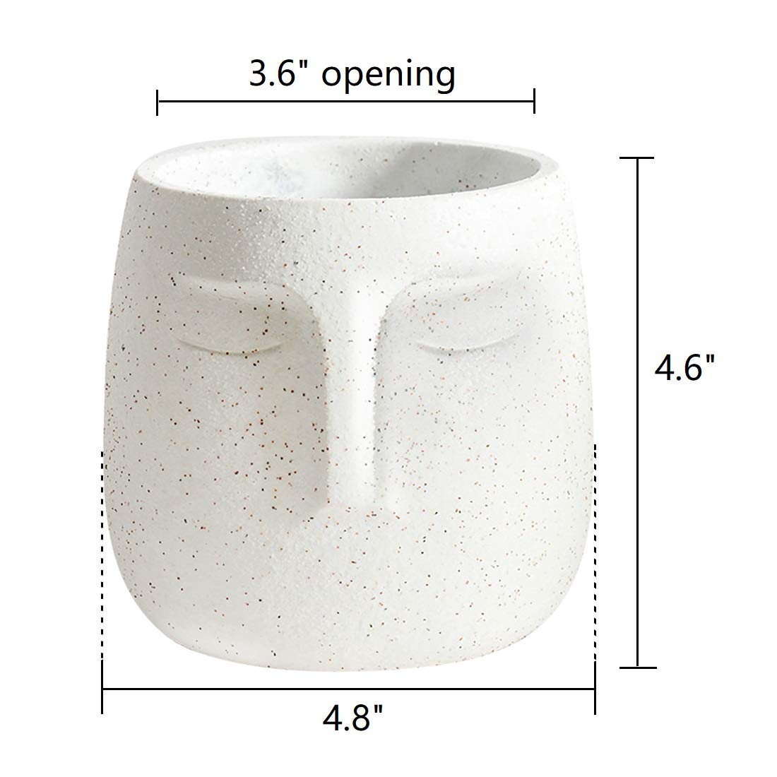 GeLive Head Plant Pot Succulent Planter with Drainage Hole Modern Statue Flower Pot Face Plant Vase Windowsill Box Art Home Decoration Indoor Outdoor (White)