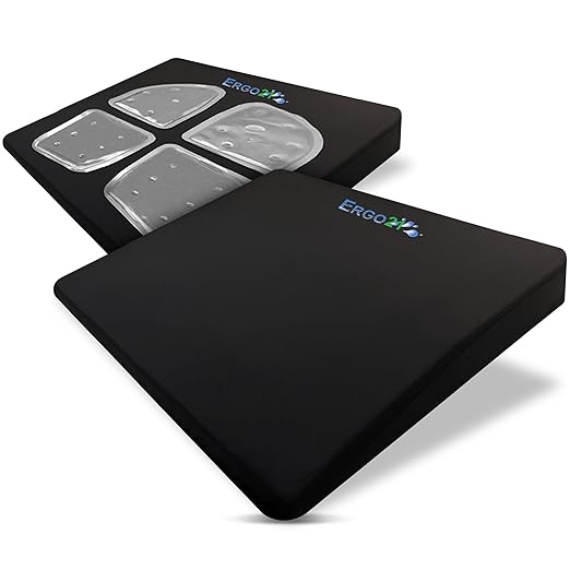 ERGO21 LiquiCell Sports Cushion - 2 Inch Thick Seat Pad for Tailbone, Hip & Lower Back Pain Relief - Ergonomic Comfort for Car, Office, Stadium & Wheelchairs- Better Than Gel, Foam or Air