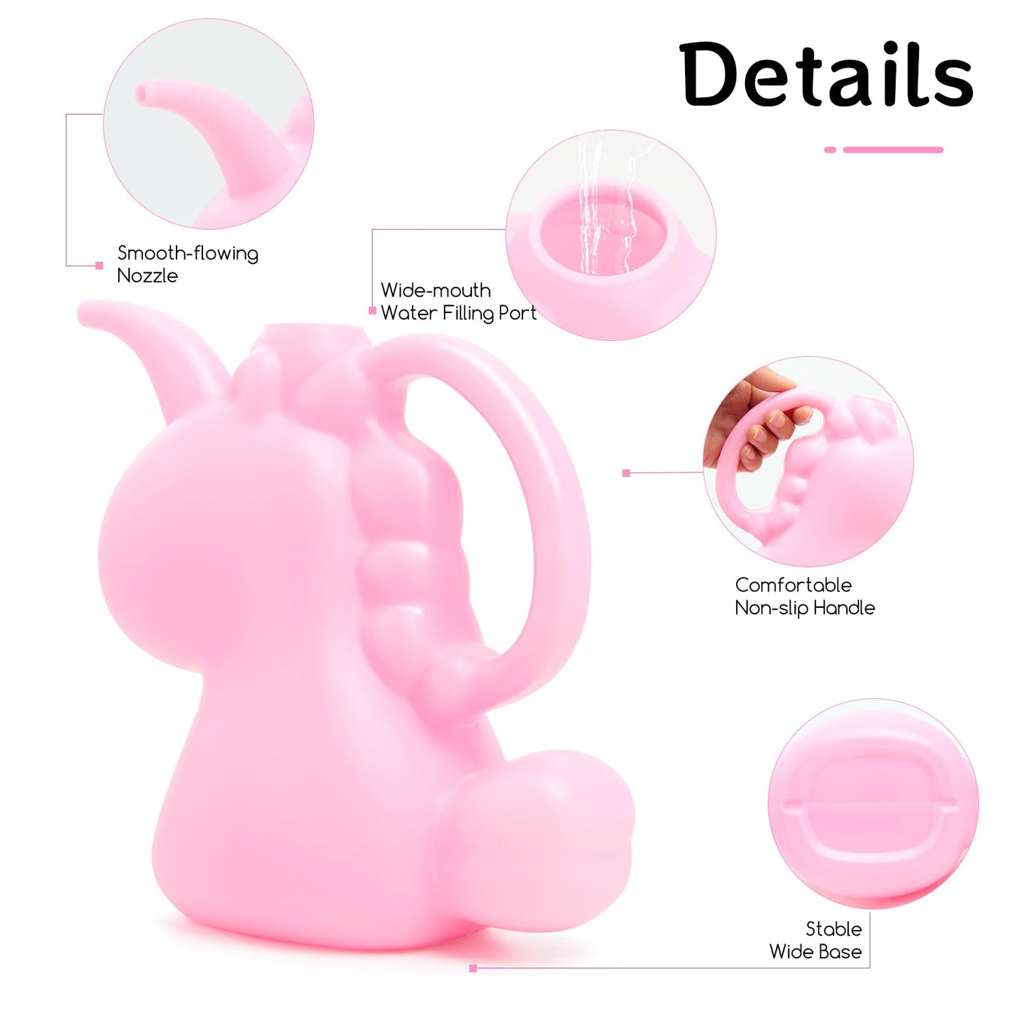 XXXFLOWER Unicorns Indoor Watering Can, 1 L Cute Animal Water Cans, Novelty Unicorns Shape Watering Pot for Office House Indoor Garden（Pink）